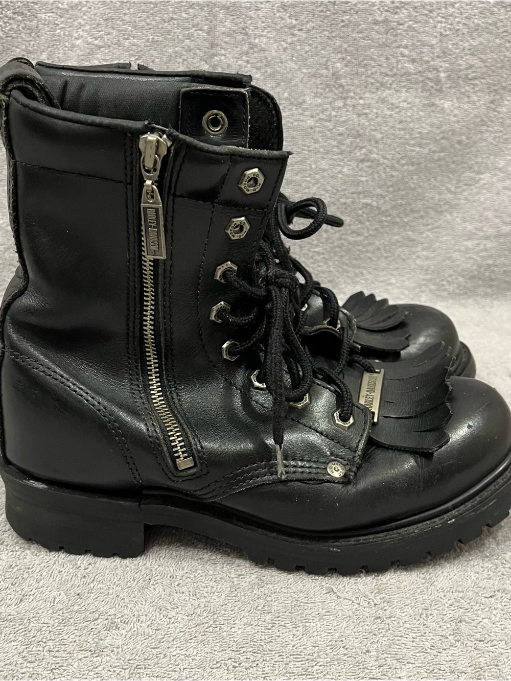 Harley-Davidson men’s 7.5 Black Lace-Up Zip Motorcycle Boots